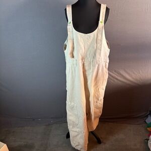 MEALS Tan Canvas Utility Overalls Jumpsuit Women's L XL Baggy Cargo Workwear